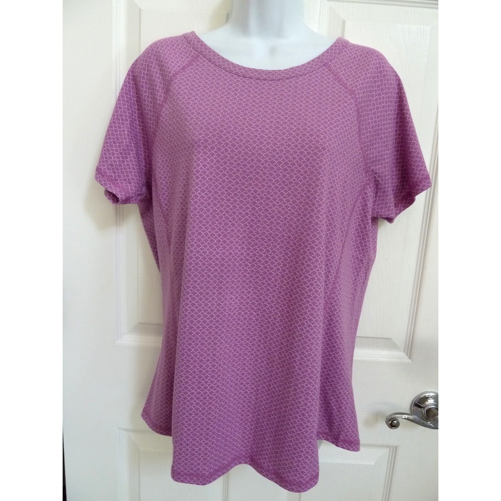 T by Talbots Purple White Cotton Short Sleeve Pullover Top Large NWT 58112304
